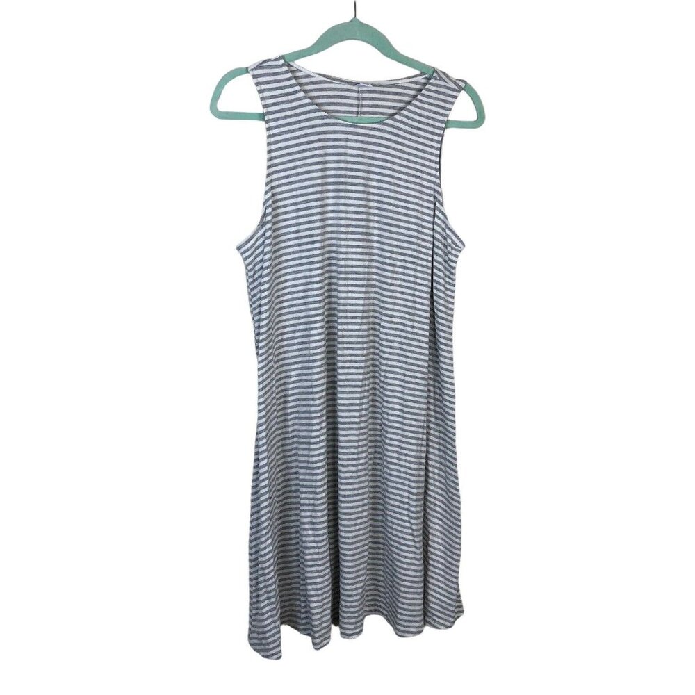 Old Navy L Shift Dress Stretch Pullover Womens Striped Sleeveless Knit A-Line